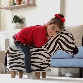 Zebra Zou Hayvanlı puf çocuk koltuğu resmi